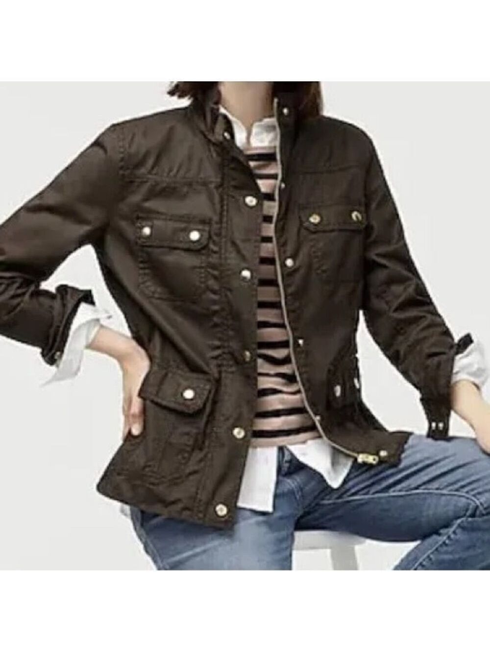 J. Crew Relaxed Boyfriend Field Jacket Olive Green Sz XXS